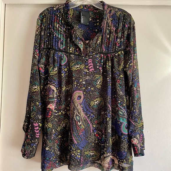Anthropologie Dolan Odessa Long Sleeve Paisley Floral Peasant Boho Blouse Top M - Picture 5 of 12